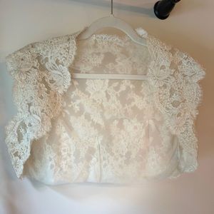 Bridal romantic handmade lace crop ivory vest